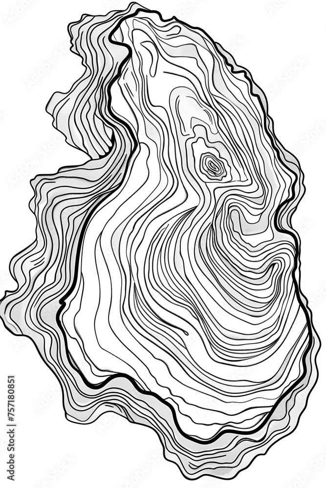 Lines resemble a topographic map creating an abstract visual that is both engaging and intriguing