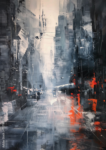 Oil Paint Abstract Dance Light Shadow Cityscape