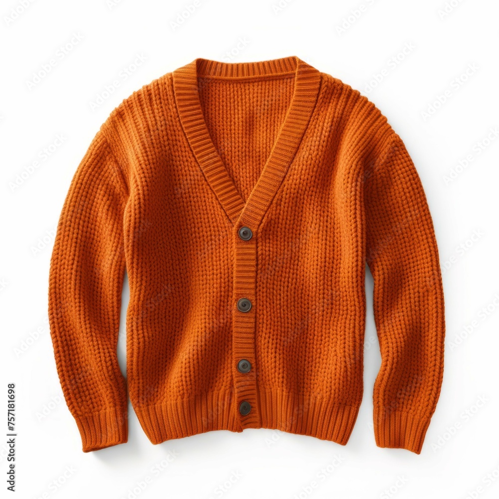 Fototapeta premium Orange Cardigan isolated on white background