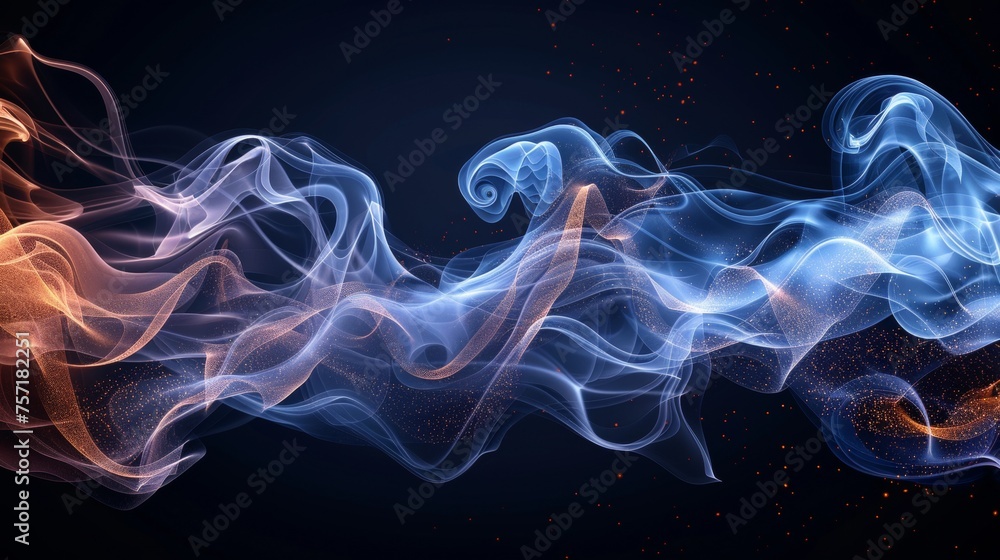 Set of modern elements of an air flow on a transparent background. Abstract light effect blowing from an air conditioner, purifier, or humidifier. - obrazy, fototapety, plakaty 