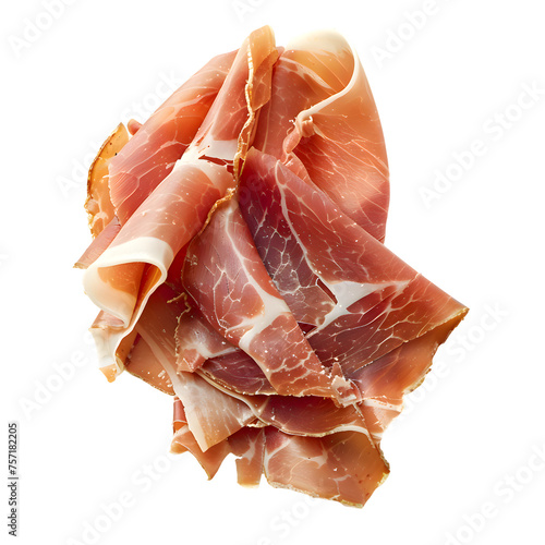 Prosciutto slices isolated on transparent background