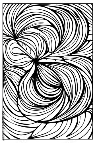 A captivating image featuring a complex array of black and white swirls that intertwine creating a hypnotic pattern