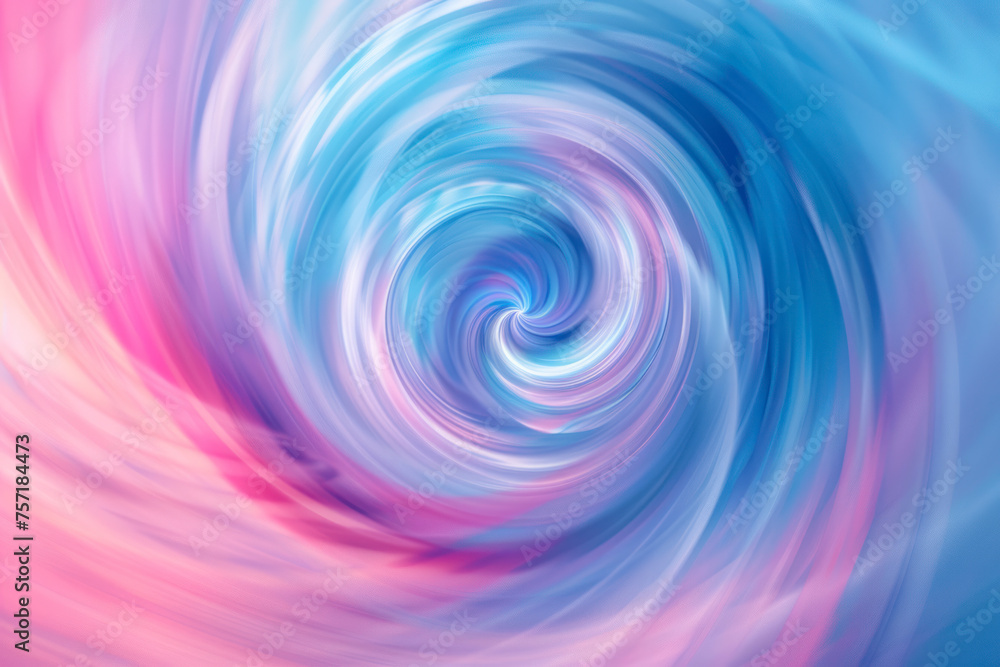 Abstract circular pattern with harmonious swirls of pink and blue hues creating a hypnotic spiral effect.