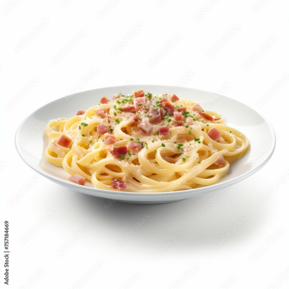 Pasta Carbonara isolated on white background Pasta Carbonara isolated on white background
