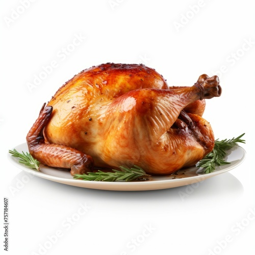 Roast Chicken isolated on white background