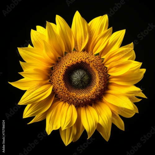 Sunflower Flower, isolated on black background