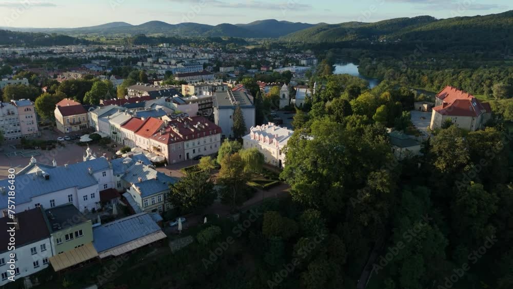 Beautiful Landscape Saint Square Cross Old Town Sanok Aerial View Poland Beautiful Landscape Saint Square Cross Old Town Sanok Aerial View Poland