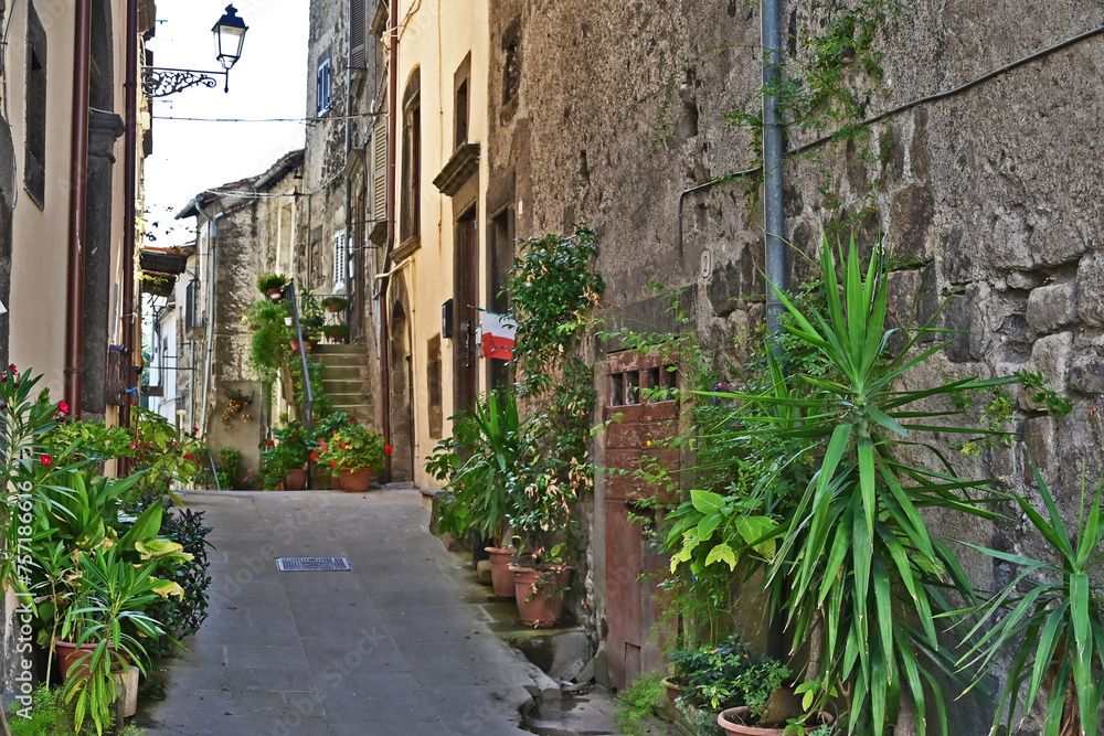 Vitorchiano, strade, vicoli, piazze e case della città medievale - Viterbo, Tuscia Lazio	