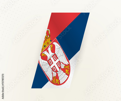 Abstract modern vertical flag of Serbia on beige background with dots.