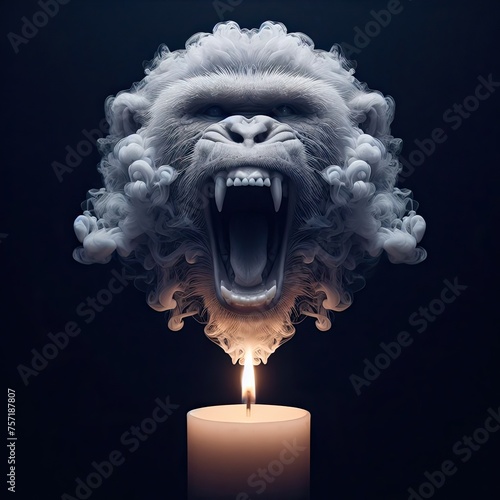 the monkey that comes out is formed from candle smoke - version 2 photo