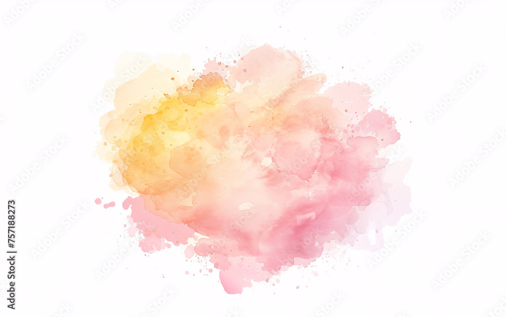 watercolor splashes forming a pink and yellow cloud shape on a transparent background for creative design projects	
