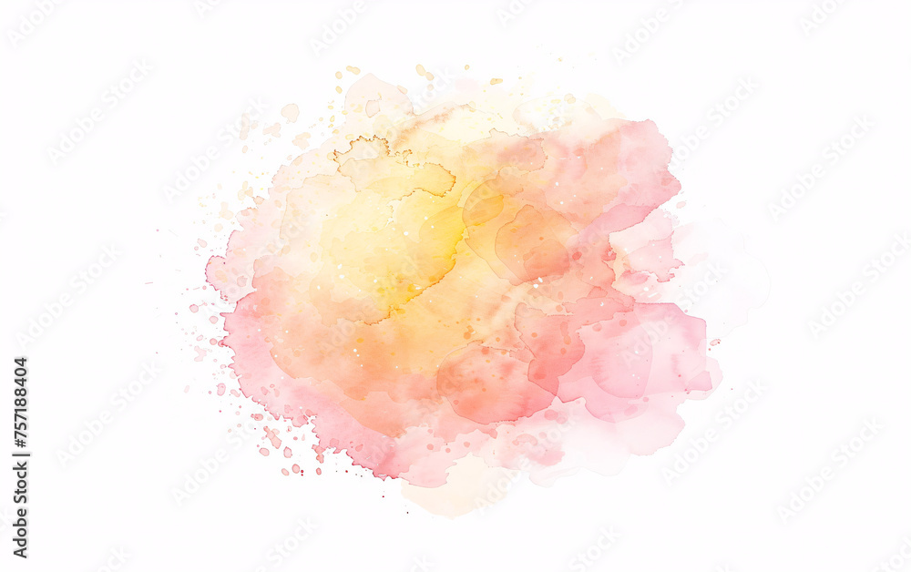 watercolor splashes forming a pink and yellow cloud shape on a transparent background for creative design projects	
