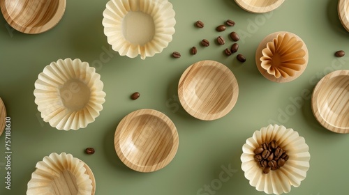 Wooden bowls overflow with aromatic coffee beans atop a table