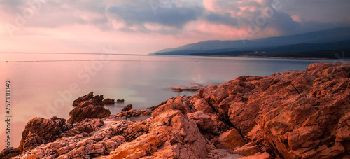 Rabac resort, Croatia, Europe, summer coast in Croatia, wonderful sunset view,	 photo