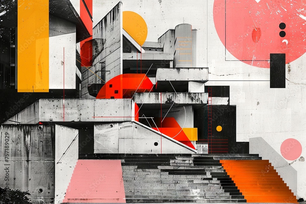 Modern Art Collage: Architectural Elegance and Geometric Harmony

