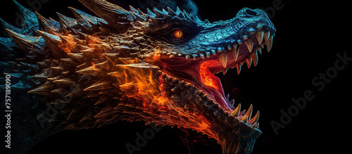 Head of a dragon breathing fire Generative AI