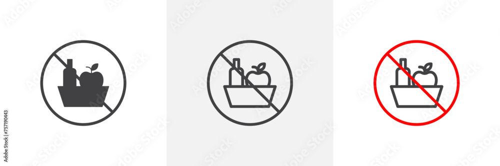 Picnics Are Prohibited Sign Isolated Line Icon Style Design. Simple Vector Illustration Picnics Are Prohibited Sign Isolated Line Icon Style Design. Simple Vector Illustration