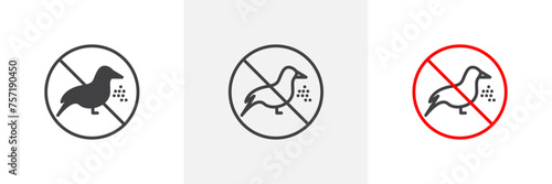 Do Not Feed Birds Sign Isolated Line Icon Style Design. Simple Vector Illustration