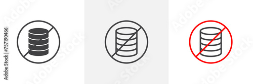 No Cash Sign Isolated Line Icon Style Design. Simple Vector Illustration