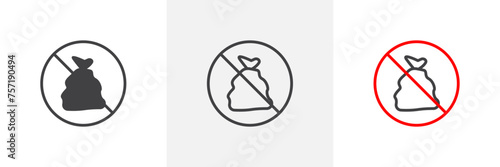 No Garbage Sign Isolated Line Icon Style Design. Simple Vector Illustration