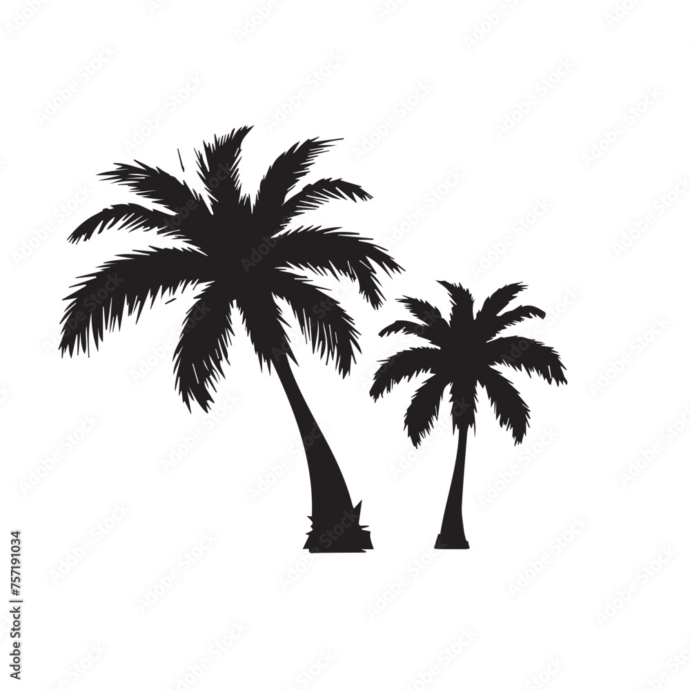 Set of palm trees silhouette tropical vector design