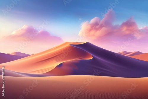 A desktop wallpaper of a vibrant and colorful desert landscape with a sand dune in the foreground