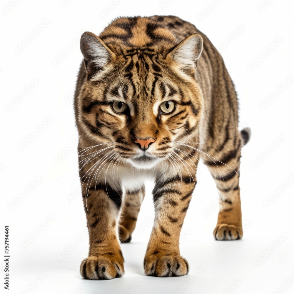 Tiger cat isolated on white background Tiger cat isolated on white background