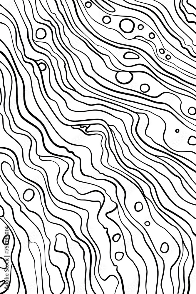 Detailed illustration resembling topographic map lines that form an abstract landscape