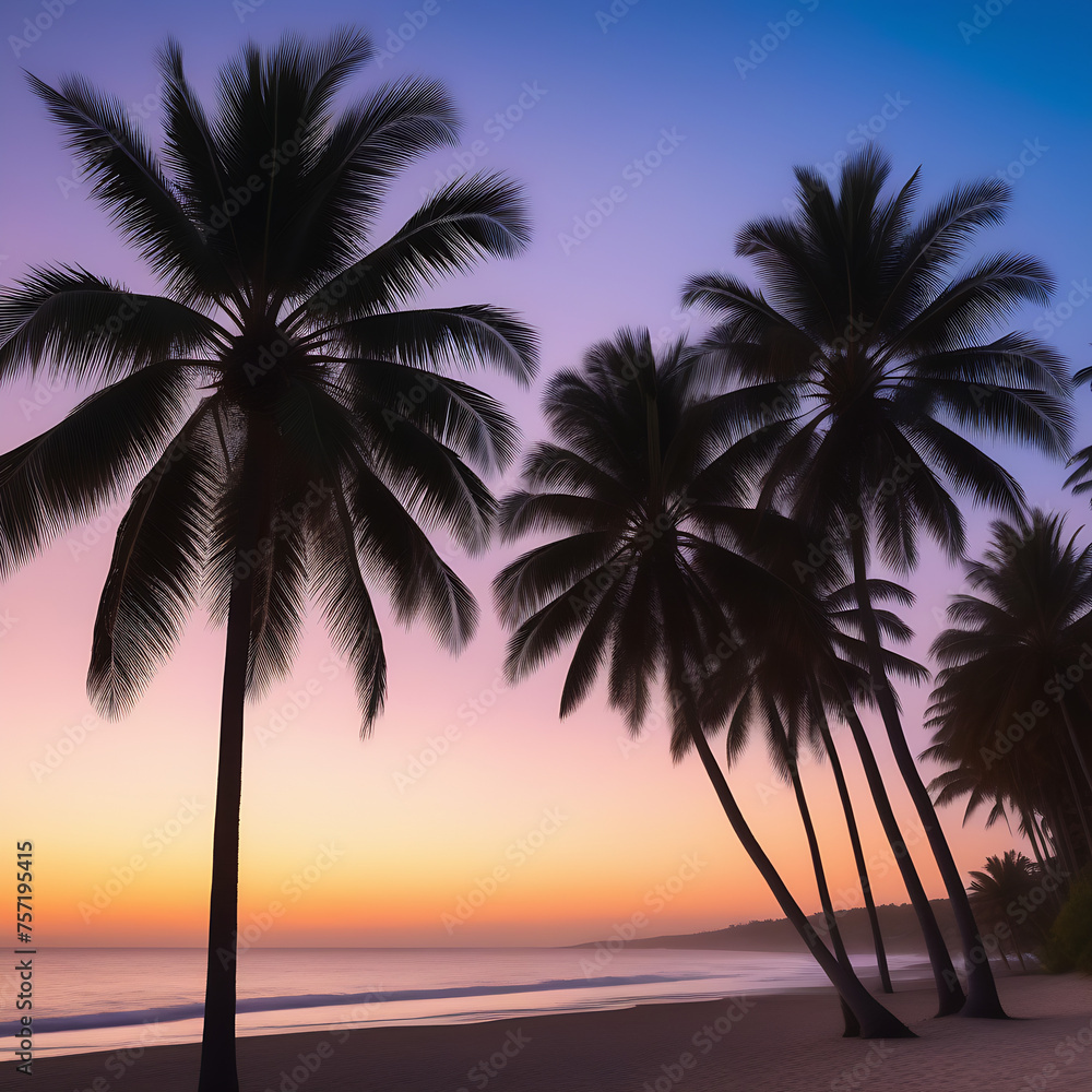 Sea beach overlooking palm trees