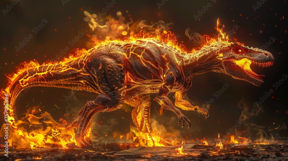Infernal dinosaur 3D render Infernal dinosaur 3D render