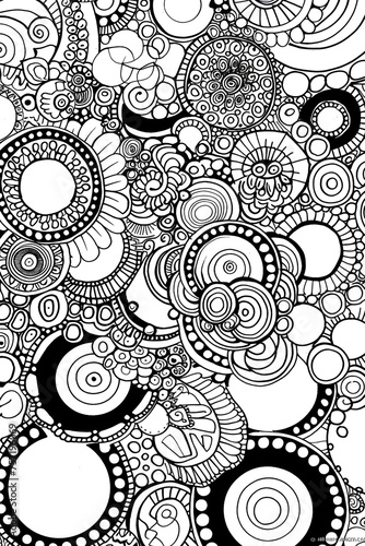 Wallpaper Mural Black and white design featuring circular patterns and hidden elements for a visually engaging piece Torontodigital.ca