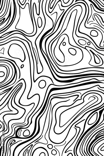 Abstract seamless pattern with fluid black and white shapes merging and flowing together