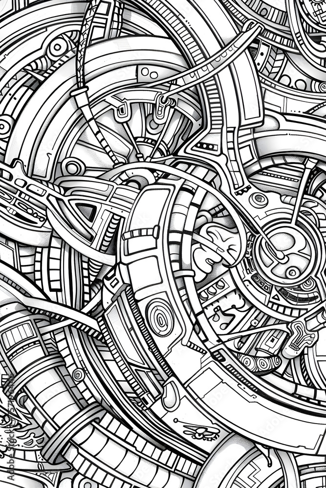 Fototapeta premium Artistic representation of a myriad of mechanical parts and gears intertwined in complexity