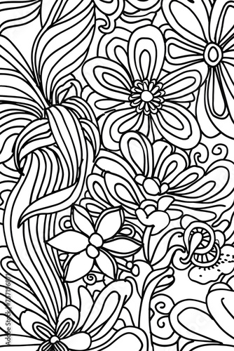 Lush floral pattern featuring large, intricately designed flowers with a hand-drawn, crafted feel