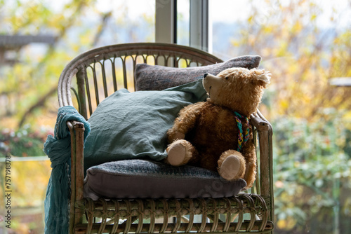 teddy bear on the bench