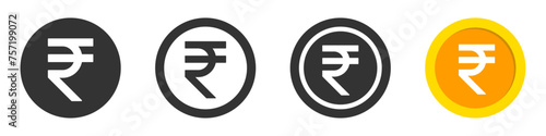 Indian Rupee coin vector icons set