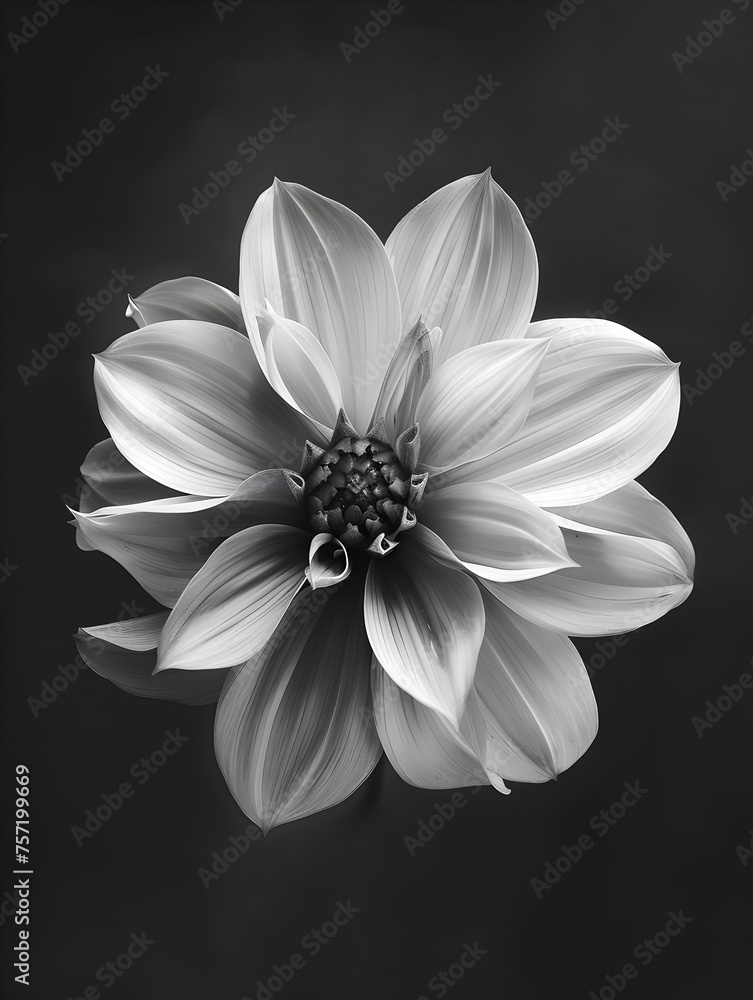 Elegant Dahlia in Monochrome A Symphony of High Contrast and Simple Beauty