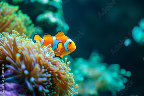 Clownfish and anemone in coral reef