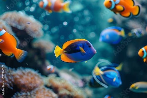 Clownfish and anemone in coral reef