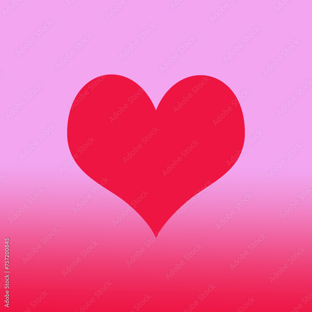 Simple single red heart on pink background symbolising love