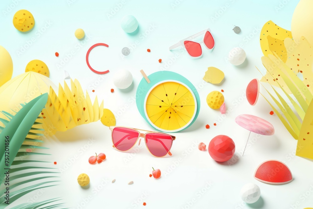 happy summer items for illustration vector