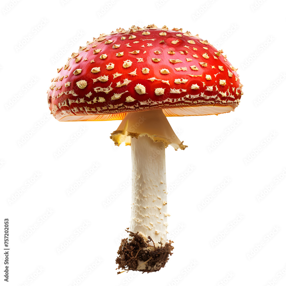 Obraz premium Fly amanita mushroom (Amanita muscaria) isolated on transparent background