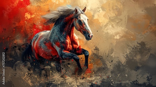 horse  color art  painting of a horse 