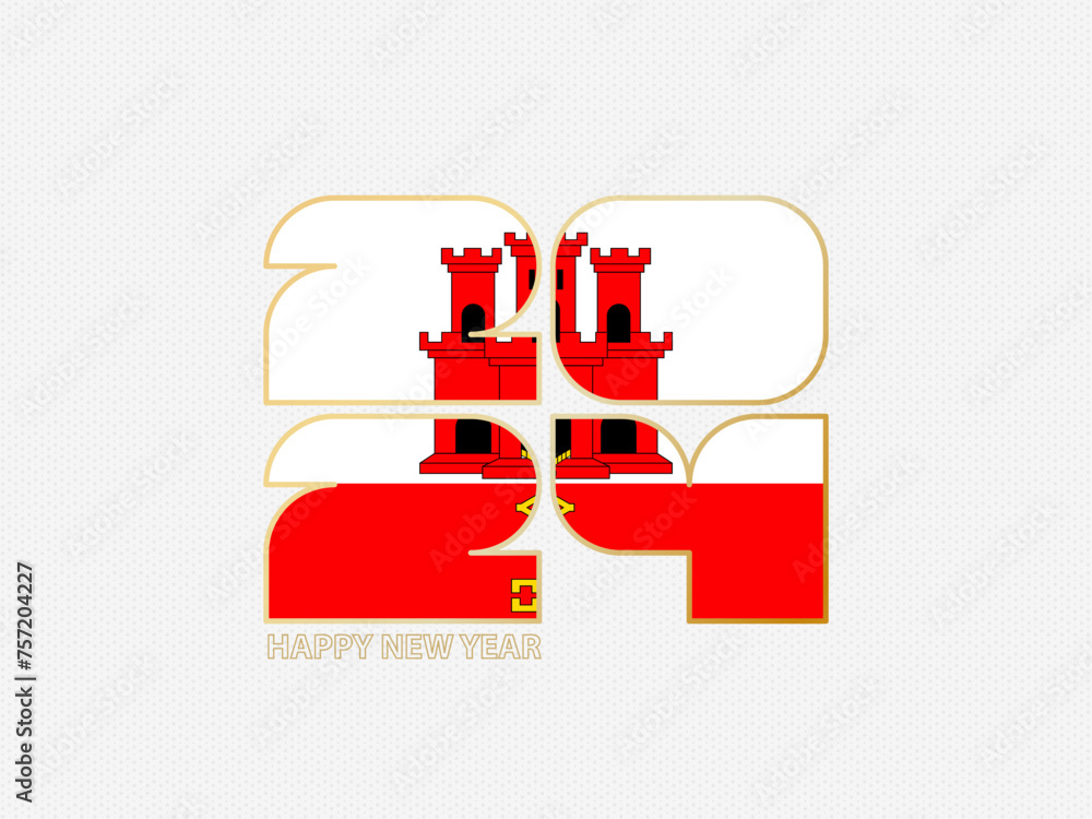 Abstract numbers 2024 with flag of Gibraltar. Abstract numbers 2024 with flag of Gibraltar.