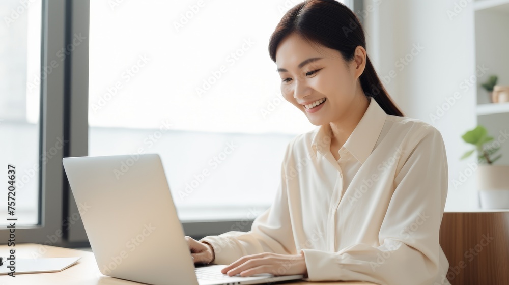 Woman Working on Laptop Computer Woman Working on Laptop Computer