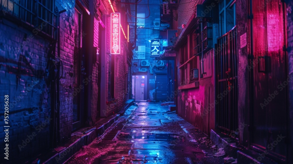 Urban alleyway, miscellaneous, neon, empty, super high resolution, photo quality Urban alleyway, miscellaneous, neon, empty, super high resolution, photo quality