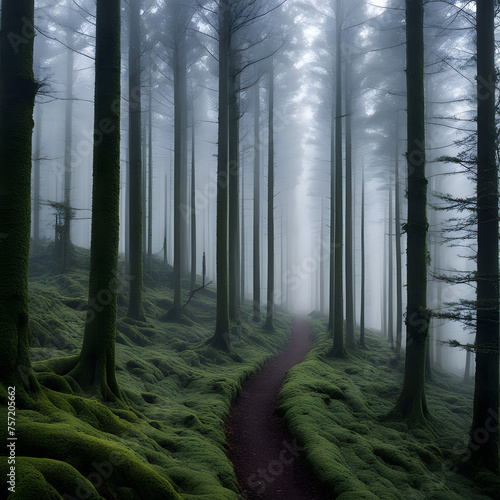 misty morning in the forest