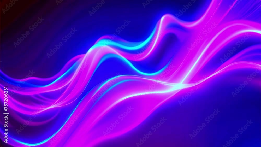 Neon Waves - Abstract Fluid Light Patterns, Blue and Purple Luminous ...