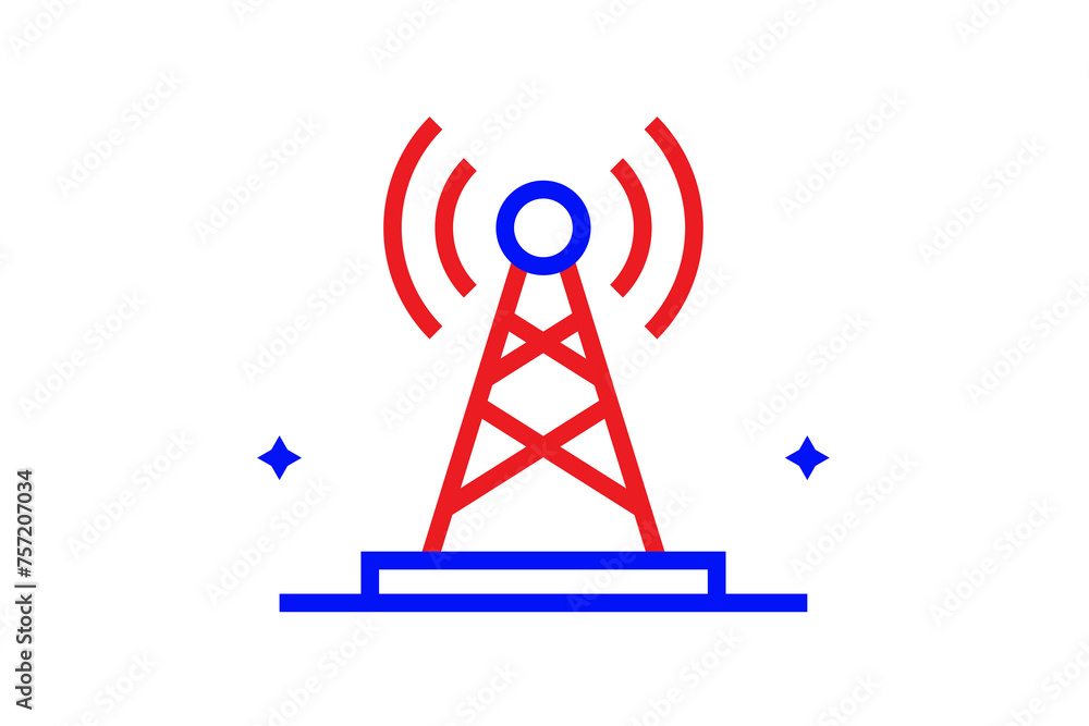 Red and blue transmission technology illustration in line style design. Vector illustration. Red and blue transmission technology illustration in line style design. Vector illustration.