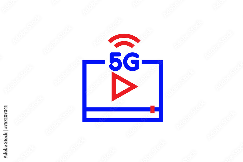 Red and blue 5g internet streaming illustration in line style design. Vector illustration. Red and blue 5g internet streaming illustration in line style design. Vector illustration.